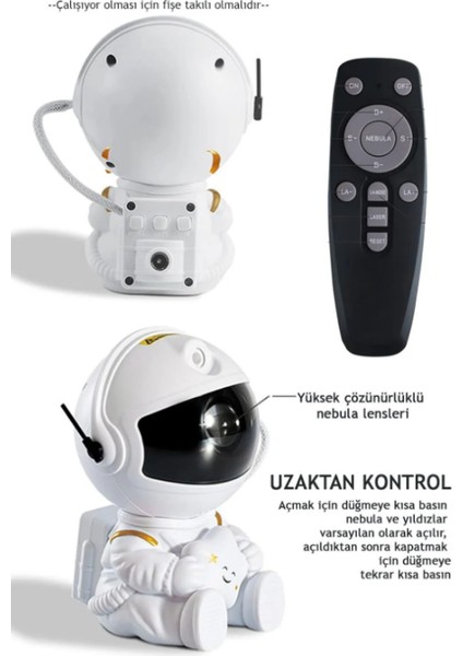 Nebula Astronot Projektör Gece Masa Lambası Galaxy Gökyüzü Projeksiyon Kumandalı Aydınlatma fırsatları