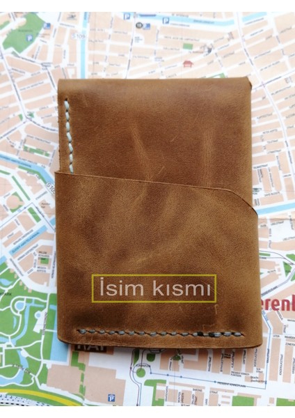Minimalist Hakiki Deri Kartlık El Yapımı Gerçek Deri Camel Renk MK18WCA modelleri
