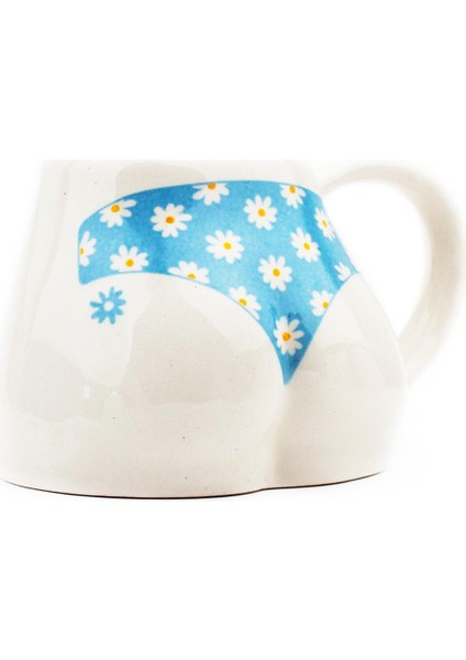 Papatya Desen Bikinili El Yapımı Beyaz Parlak Popo Kupa - El Işçiliği Hediyelik Kupa Bardak Mug fiyatları