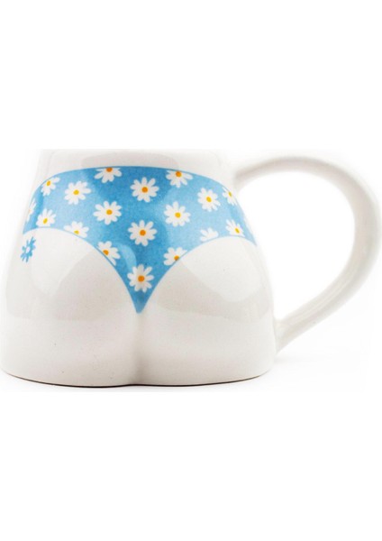 Papatya Desen Bikinili El Yapımı Beyaz Parlak Popo Kupa - El Işçiliği Hediyelik Kupa Bardak Mug modelleri