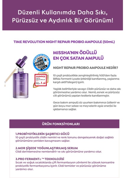 Yaşlanma Karşıtı Probiyotik İçerikli Ampul 50ml Time Revolution Probio Ampoule modelleri