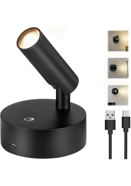 AL-XYD05 Çok Fonksiyonlu Dokunmatik Şarjlı 1200MAH Duvar Aplik 3000K-4000K-6500K Type-C Şarj Girişli