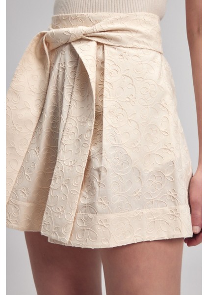 Poplin Kemerli Şort Vanilya 17043519000 fiyatları