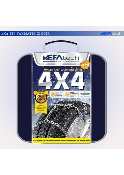 Mefatech Oto Lastik Kar Zinciri 205/65/R16 4x4 Tipi Takmatik Kolay Montaj Binek Suv Minibüs