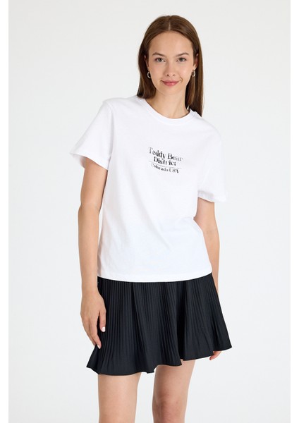 Beyaz Yazı Baskılı Oversize Tişört 6462 fiyatları