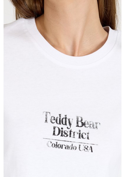 Beyaz Yazı Baskılı Oversize Tişört 6462 fırsatları