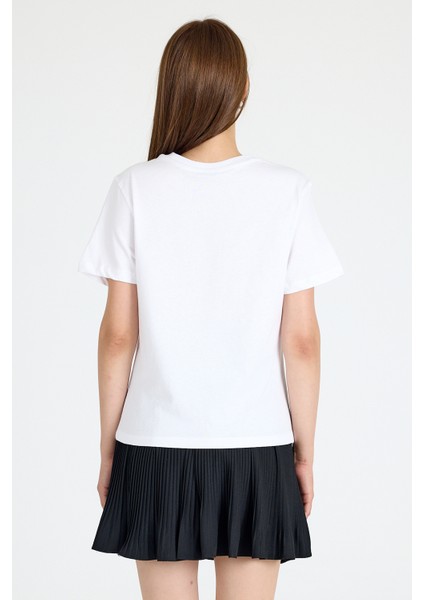 Beyaz Yazı Baskılı Oversize Tişört 6462 indirimleri