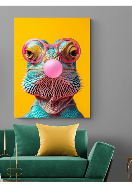 Bukalemun Pop Art Kanvas Tablo Restoran Ev Duvar Salon Ofis Hediyelik Dekarasyon Süsü Ölçü Seçiniz