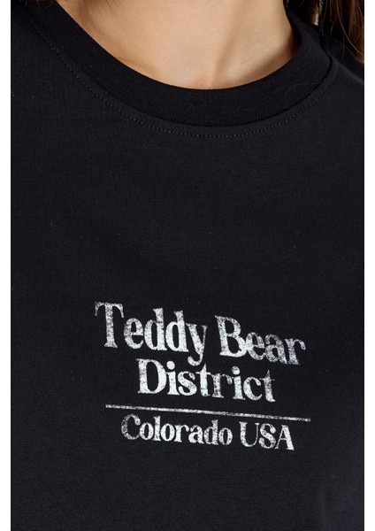 Siyah Yazı Baskılı Oversize Tişört 6462 fırsatları