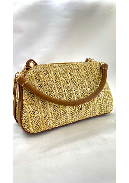 Hasır Detaylı Çift Fermuarlı Kadın Omuz Çantası modelleri