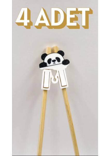Panda Çubuk Yardımcı Aparatı (4’lü Set) | Çocuk & Yetişkin Için 3D Chopstick Eğitici Klips