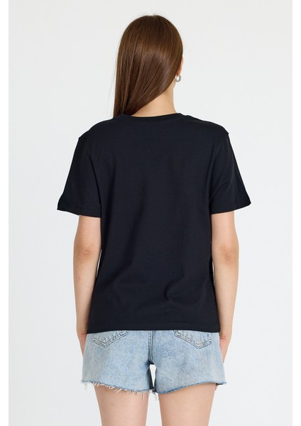 Siyah Yazı Baskılı Oversize Tişört 6462 indirimleri