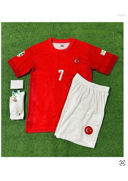 Türkiye Euro 2024 Kerem Aktürkoğlu Çocuk Forması Hedyeli 4'lü Set Çorap Bileklik (RED)-SM11 fiyatları