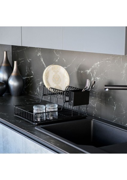 Iki Katlı Siyah Paslanmaz Modüler Tabaklık ve Bulaşıklık Seti modelleri