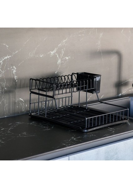 Iki Katlı Siyah Paslanmaz Modüler Tabaklık ve Bulaşıklık Seti fırsatları