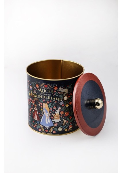 Desenli Yuvarlak Metal Saklama Kabı, 14X15CM, 2.1l, Mavi modelleri