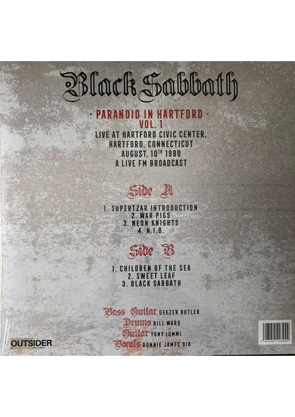 Black Sabbath - Paranoid In Hartford Vol 1 Fm Broadcast (Red) Limitli Kırmızı Plak fiyatları