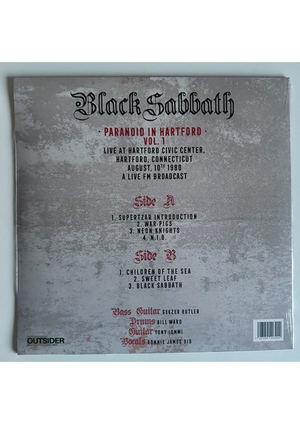 Black Sabbath - Paranoid In Hartford Vol 1 Fm Broadcast (Red) Limitli Kırmızı Plak fırsatları