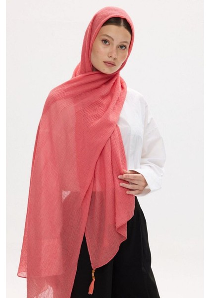 Freya Müslin Şeftali Püsküllü Bürümcük Pamuklu Şal indirimleri