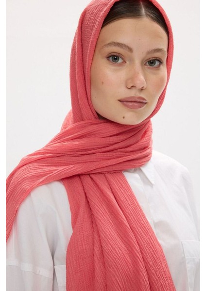 Freya Müslin Şeftali Püsküllü Bürümcük Pamuklu Şal