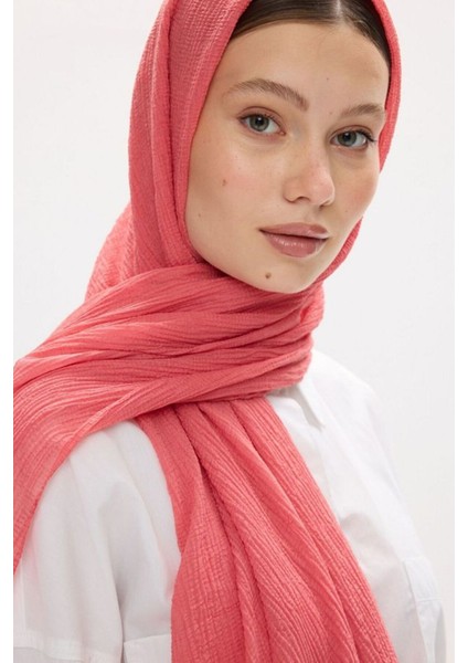 Freya Müslin Şeftali Püsküllü Bürümcük Pamuklu Şal