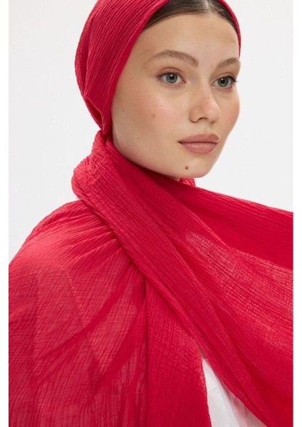 Freya Müslin Ahududu Püsküllü Bürümcük Pamuklu Şal