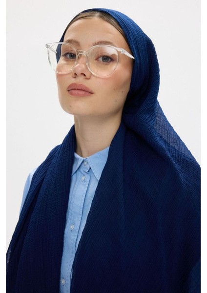 Freya Müslin Lacivert Püsküllü Bürümcük Pamuklu Şal fırsatları