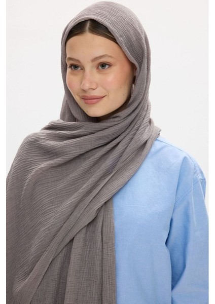 Freya Müslin Antrasit Püsküllü Bürümcük Pamuklu Şal fırsatları