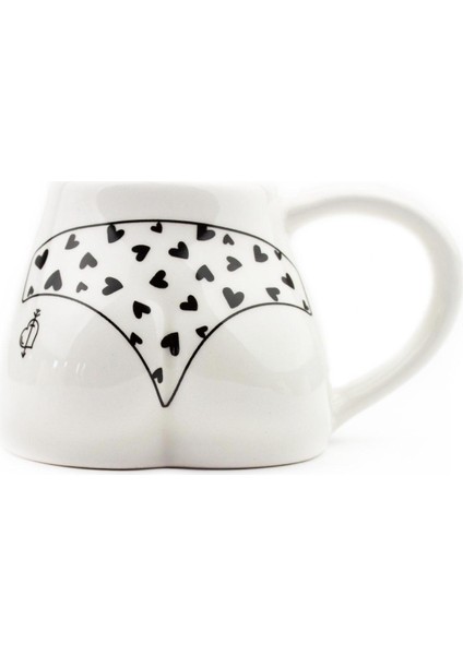 Siyah Kalpli Bikinili El Yapımı Beyaz Parlak Popo Kupa - El Işçiliği Hediyelik Kupa Bardak Mug modelleri