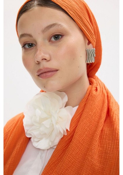Freya Müslin Turuncu Püsküllü Bürümcük Pamuklu Şal fırsatları