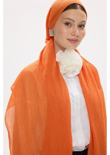 Freya Müslin Turuncu Püsküllü Bürümcük Pamuklu Şal indirimleri