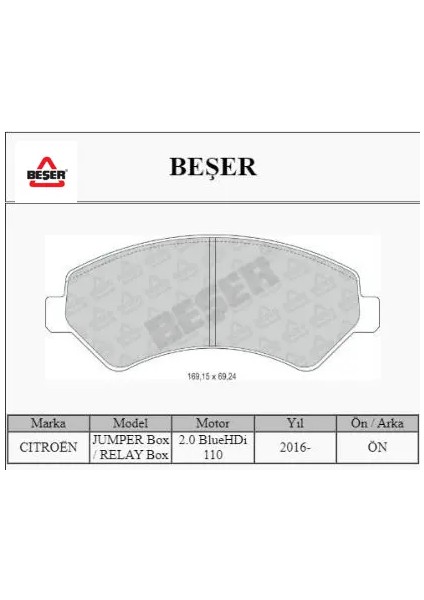 Ön Fren Balatası Fişsiz Aksesuarsız Boxer Iıı-Ducato-Jest 06
