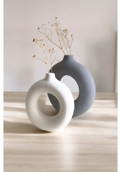 Beyaz - Gri Bohem Simit Vazo Parlak | Pinterest Vazo Tasarım modelleri