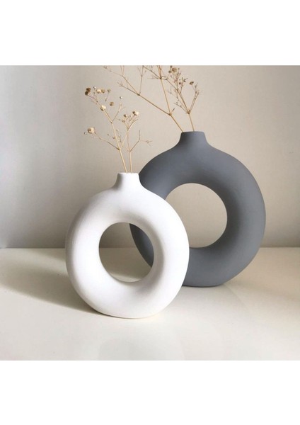 Beyaz - Gri Bohem Simit Vazo Parlak | Pinterest Vazo Tasarım indirimleri