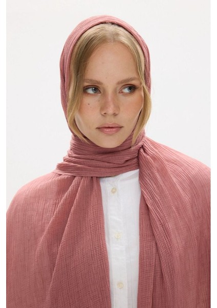 Freya Müslin Gül Kurusu Püsküllü Bürümcük Pamuklu Şal