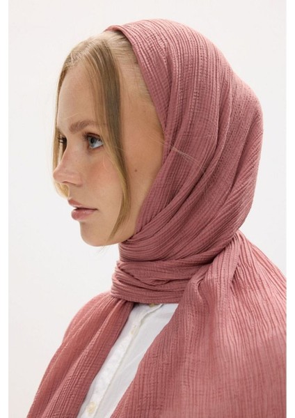 Freya Müslin Gül Kurusu Püsküllü Bürümcük Pamuklu Şal