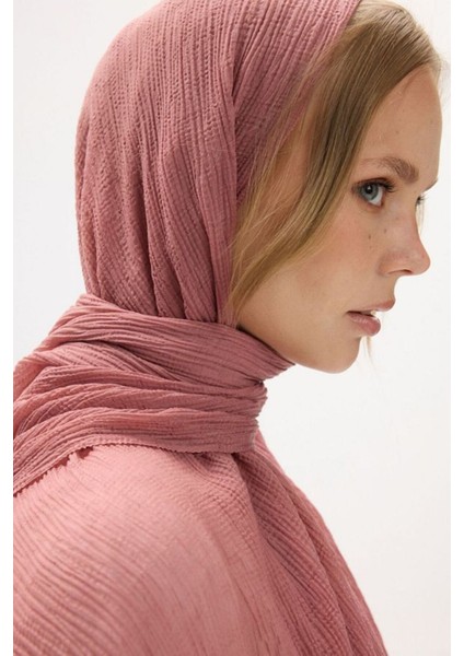 Freya Müslin Gül Kurusu Püsküllü Bürümcük Pamuklu Şal