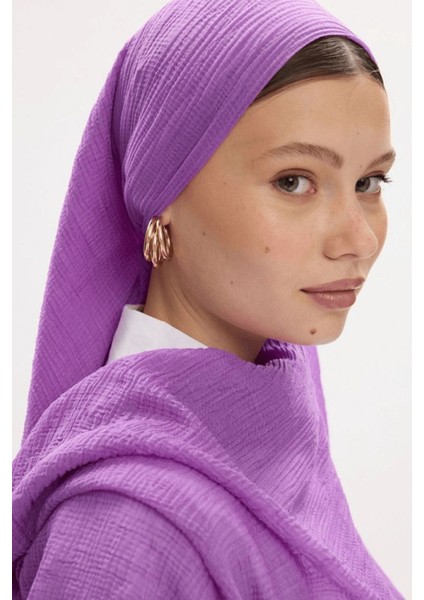 Freya Müslin Fuşya Püsküllü Bürümcük Pamuklu Şal modelleri