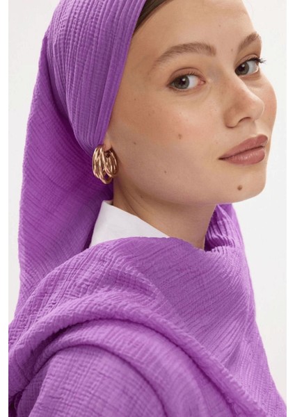 Freya Müslin Fuşya Püsküllü Bürümcük Pamuklu Şal