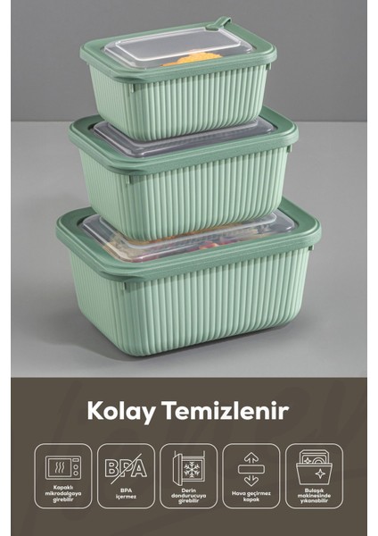 12'li Yeşil Dikdörtgen Mikrodalga ve Dondurucu Uygun Saklama Kabı Seti modelleri