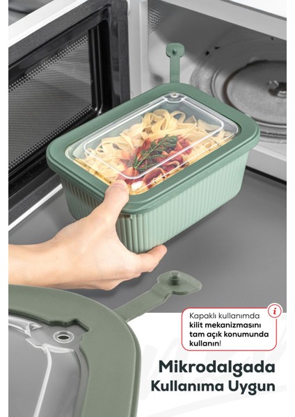 12'li Yeşil Dikdörtgen Mikrodalga ve Dondurucu Uygun Saklama Kabı Seti
