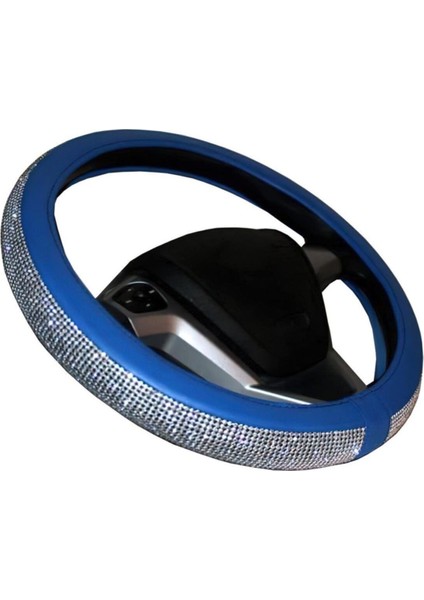 Oto Direksiyon Kılıfı Geçmeli Pırlanta Kaplamalı Mavi