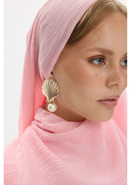 Freya Müslin Püsküllü Toz Pembe Bürümcük Pamuklu Şal indirimleri