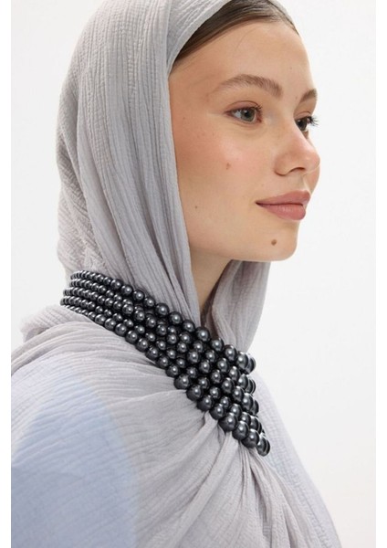 Freya Müslin Taş Püsküllü Bürümcük Pamuklu Şal