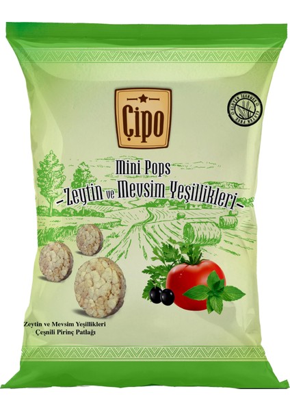 ÇİPO Zeytin ve Mevsim Yeşillikleri Çeşnili Pirinç Patlağı 60 g x 3 Paket (Glütensiz & Vegan)