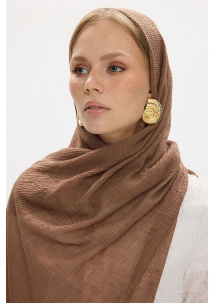 Freya Müslin Cappuccino Püsküllü Bürümcük Pamuklu Şal modelleri