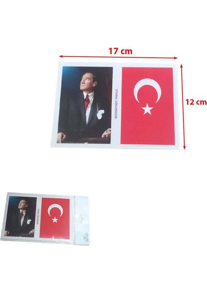 10 Adet Küçük Sticker Mustafa Kemal Atatürk Türk Bayrağı Istikbal Göklerdedir 3 Lü Etiket Seti (Ebat: 16,8 cm x 12 Cm) fiyatları