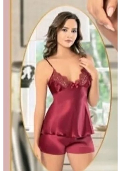 1001 Kadın Bordo Çeyizlik Saten 6'lı Takım fırsatları