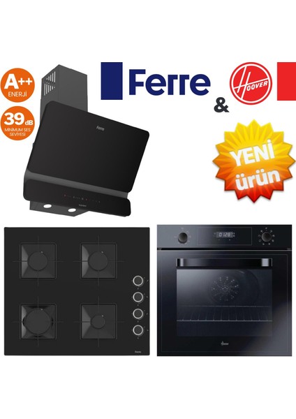 Novera Ankastre Set ( Hoover HOT3051BI + Ferre SS205 + Ferre D080-SA 600 M3 Slintart )