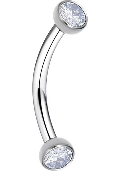 F136 Titanyum Kaş Piercing - Zirkon Taşlı
